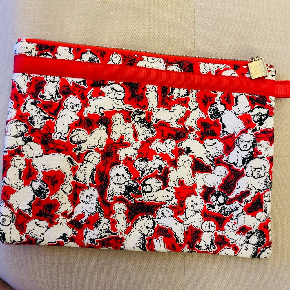 Carolina Herrera Make up bag with dogs print 11” wide x 8 1/2” tall